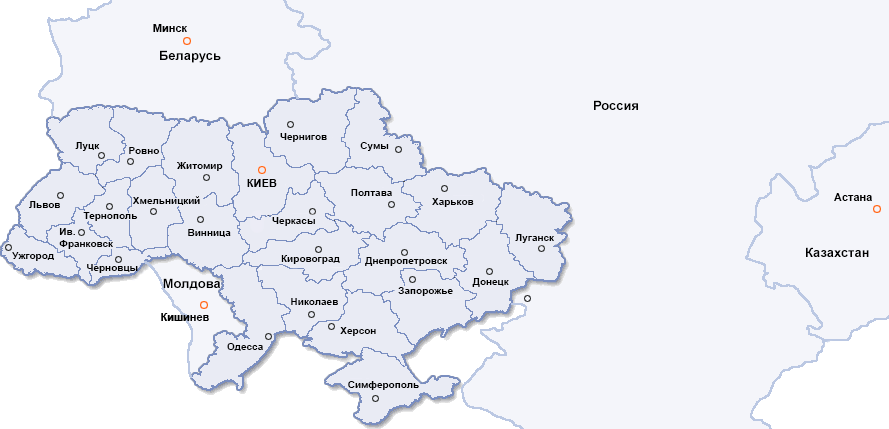 карта областей Украины